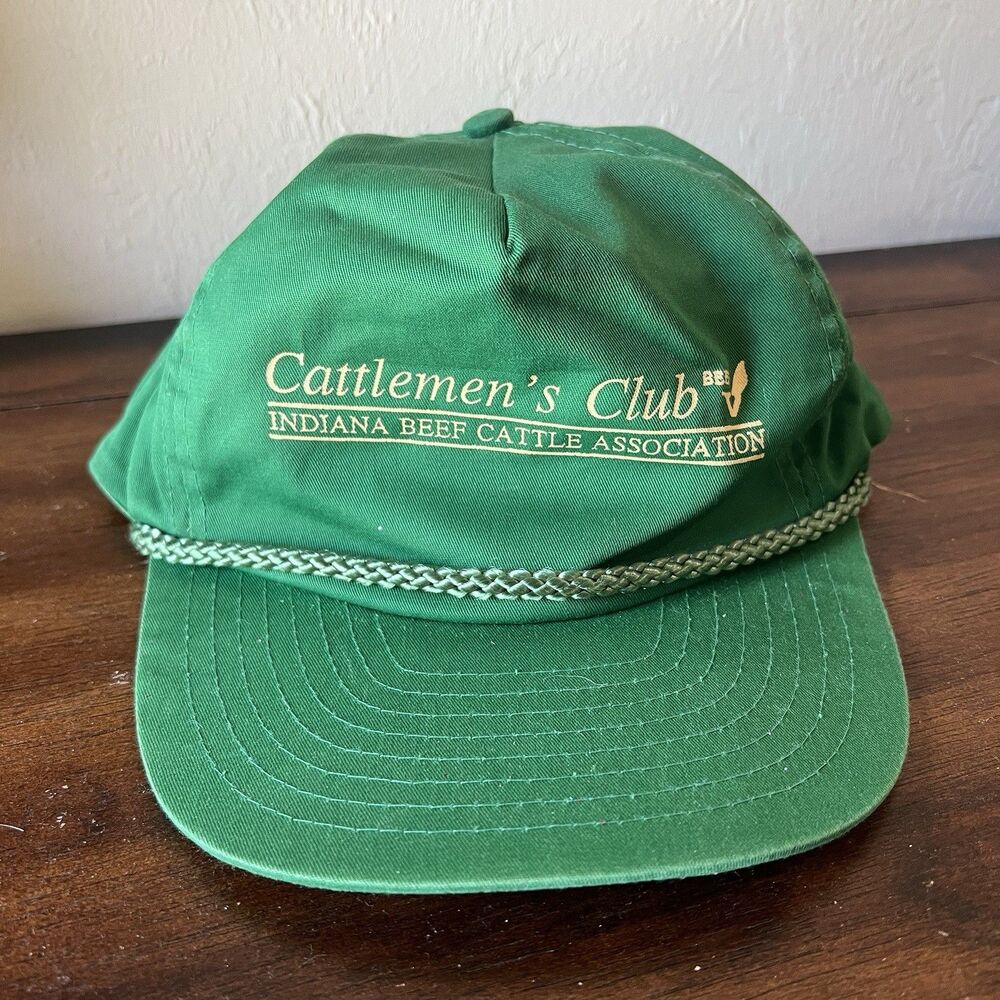 Vtg Indiana Beef Cattle Association Cattleman’s Club Adjustable Hat Cap Nissin